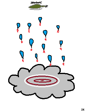an upside down rain cloud turned into a parachute